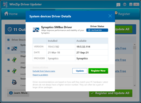 Image of WinZip Driver Updater scan program update screen